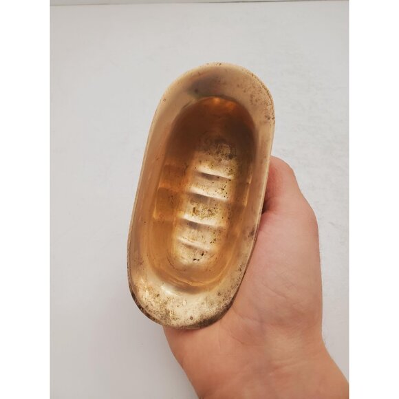 Vintage 1950s / BRASS SOAP DISH / Solid Brass Soap Holder Soap Dispenser… - Picture 7 of 10